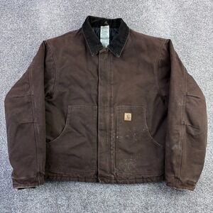 Y2k Carhartt Sandstone Jacket Mens XL Dark Brown Arctic Quilted Lined J22 DKB